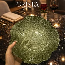 BÁT TÔ THỦY TINH VÂN LƯỚI CRISTA HOME 28CM ĐỰNG SALAD - TRÁI CÂY CAO CẤP DECOR BÀN ĂN 60208 4