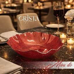 BÁT TÔ THỦY TINH VÂN LƯỚI CRISTA HOME 28CM ĐỰNG SALAD - TRÁI CÂY CAO CẤP DECOR BÀN ĂN 60208 5