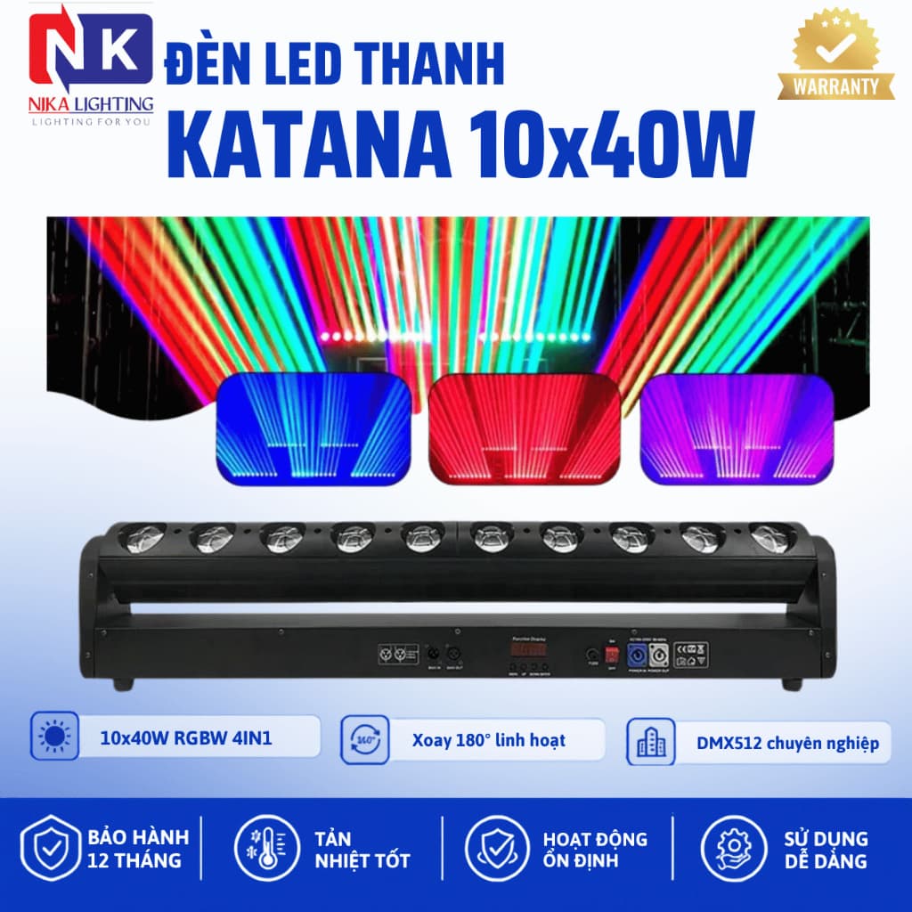 Đèn LED mành 10 mắt,katana 10x40W Beam 10 mắt điều khiển DMX dùng cho sân khấu, biểu diễn, sự kiện