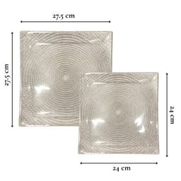 BỘ 2 ĐĨA THỦY TINH VUÔNG VÂN LƯỚI CRISTA HOME 24CM & 27.5CM CAO CẤP DECOR BÀN TIỆC 60227 9