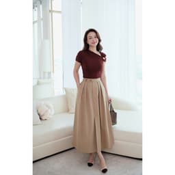 Chân Váy Kaki Xếp Li Xoè Cạp Quai Nhê Khuy Sừng MACI MCVCVBE0395 Thời Trang Nữ Thiết Kế Độc Quyền 4