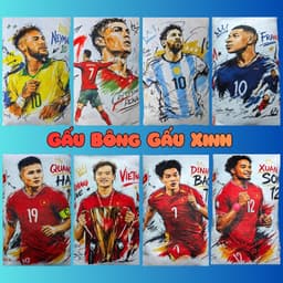 Gối Ôm Gấu Bông Cầu Thủ Bóng Đá In 3D Ronaldo Messi Neymar Haaland Mbappe Quang Hải Hoàng Đức G194 1