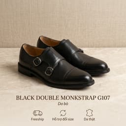 Giày Tây Da Bò Saint Stefano G107 - Monkstrap Khoá Đôi - Cap Toe Brogues - Mầu đen 1