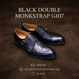 Giày Tây Da Bò Saint Stefano G107 - Monkstrap Khoá Đôi - Cap Toe Brogues - Mầu đen 2