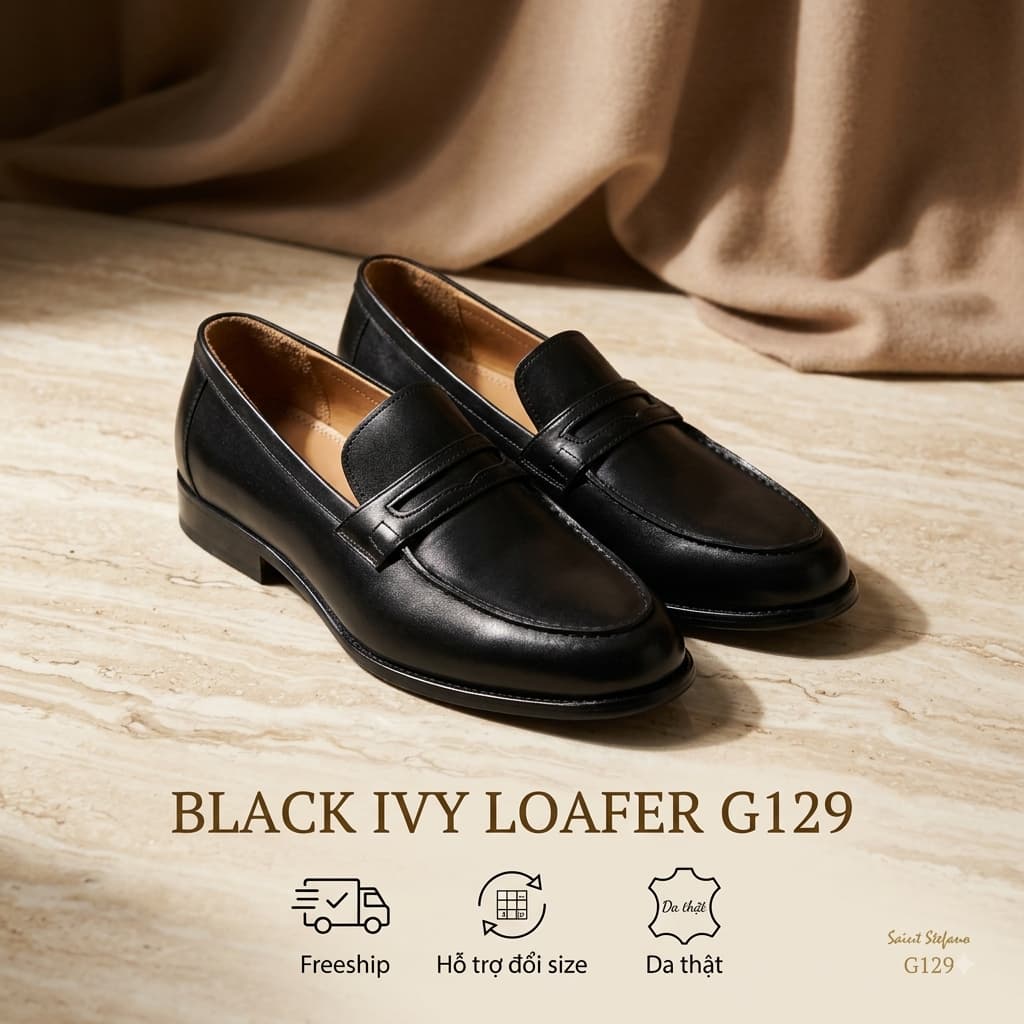 Giày Da Bò Saint Stefano G129 - Penny Loafer Ivy League - Dễ Phối Đồ