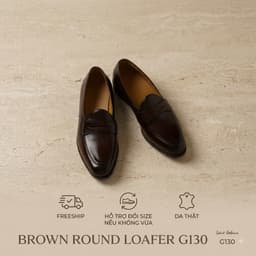 Giày Da Bò Nam Saint Stefano G130 & G131 – Penny Sicilia Loafer – Form Tròn – Nâu/Đen 1
