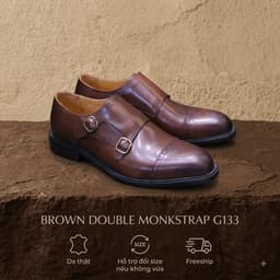 Giày Tây Da Bò Saint Stefano G133 - Monkstrap Khoá Đôi - Cap Toe Brogues - Mầu nâu 3