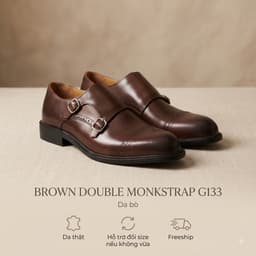Giày Tây Da Bò Saint Stefano G133 - Monkstrap Khoá Đôi - Cap Toe Brogues - Mầu nâu 1