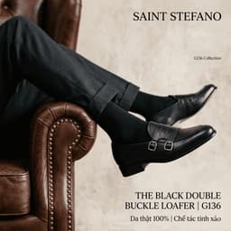 Giày Da Bò Saint Stefano G136 - Loafer Khoá Đôi - Mũi Dập Vân Cá Sấu 2