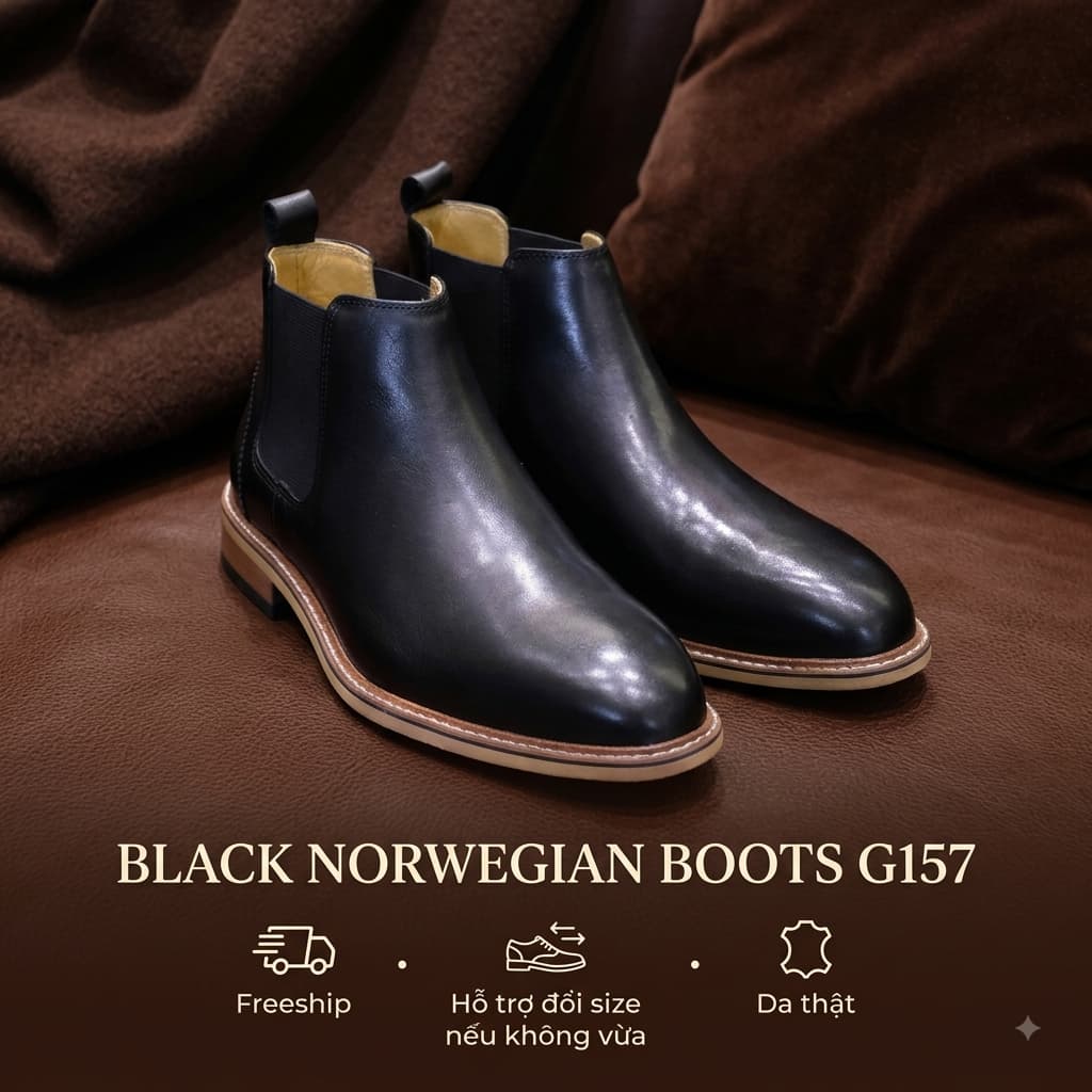 Giày Chelsea Boots Nam Saint Stefano G157 Scandinavia – Da Bò Thật 100% – Đế Chống Trượt