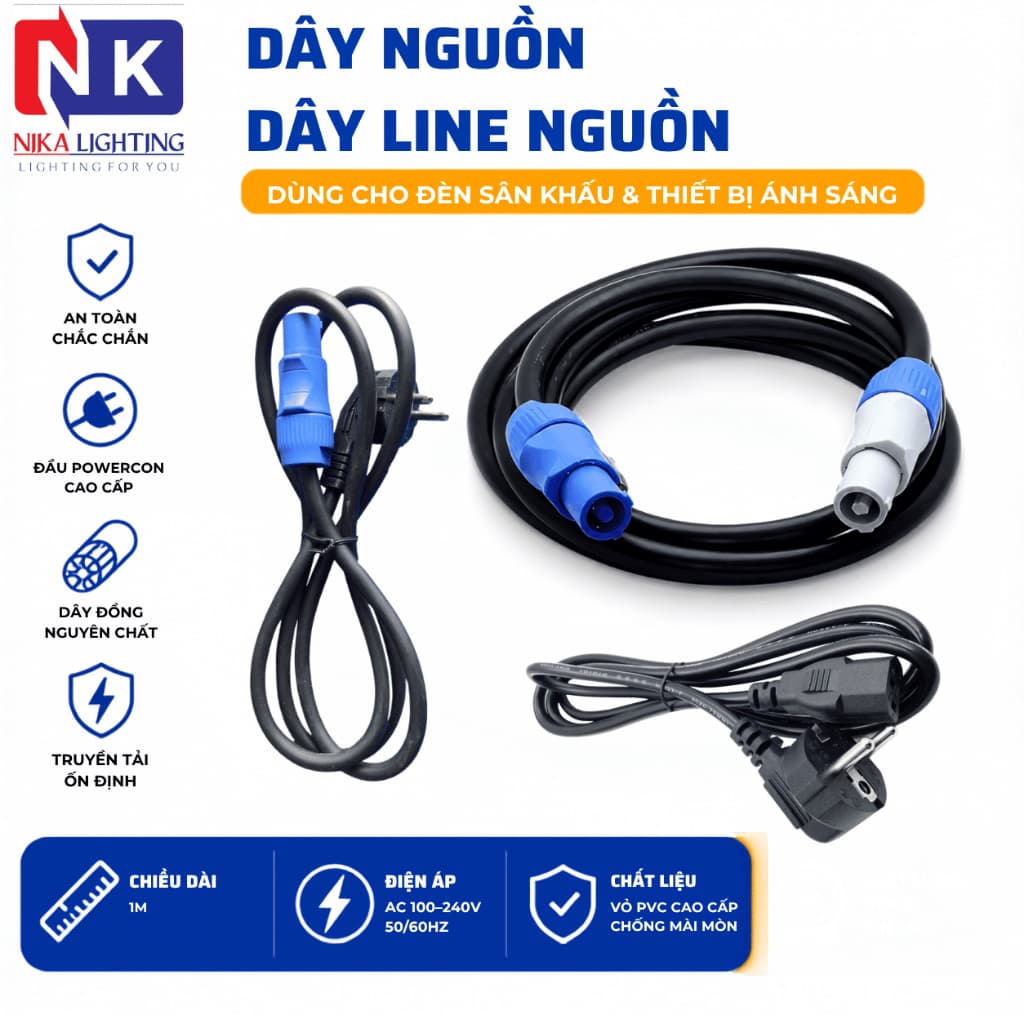 Dây nguồn đèn Beam dây cấp nguồn cho thiết bị âm thanh, ánh sáng sân khấu, sự kiện
