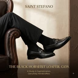 Giày Da Bò Nam Saint Stefano G159 – Horsebit Loafer Đen – Da Bò Thật 100% 2