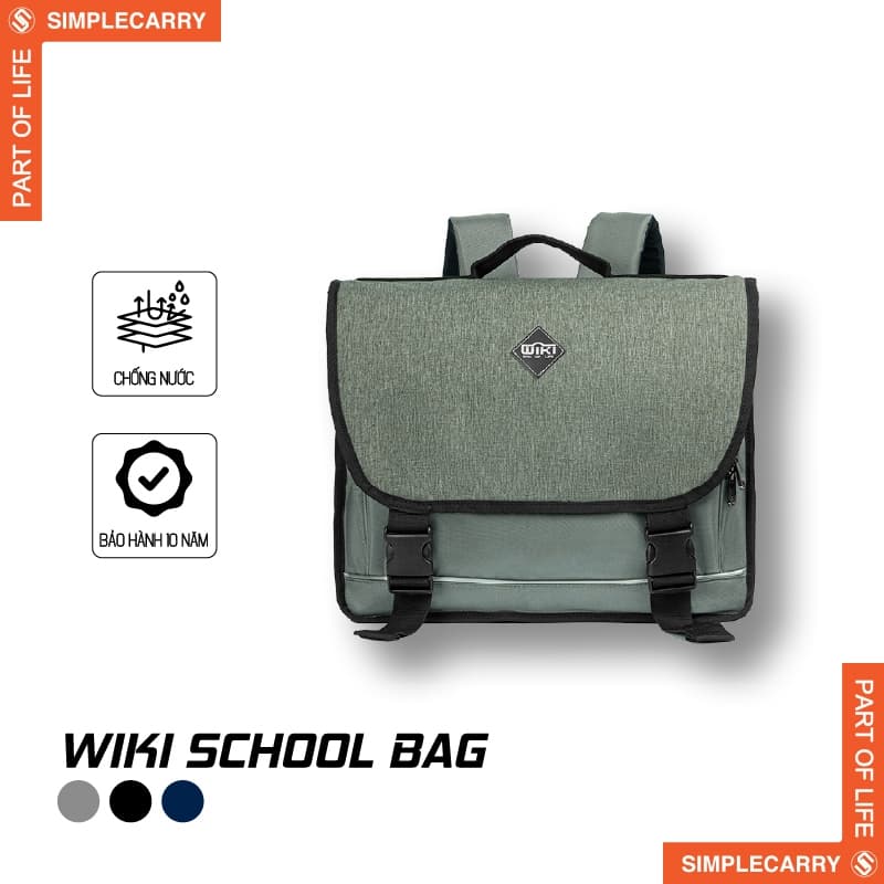 Balo Đi Học Cho Bé  Simple Carry Wiki School Bag Hình Chữ Nhật, Có Dây Đeo Phản Quang