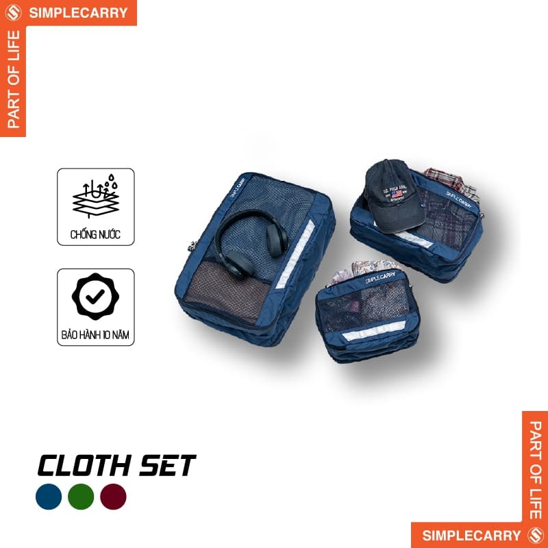 Set Túi Quần Áo Du Lịch Simple Carry Cloth Set  Thiết Kế Ngăn Đôi, Có Tay Cầm, Chống Thấm Tốt