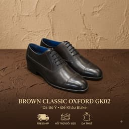 Giày Tây Saint Stefano GK02 - Oxford Captoe Brogues Nâu - Blue Line Da Ý 3