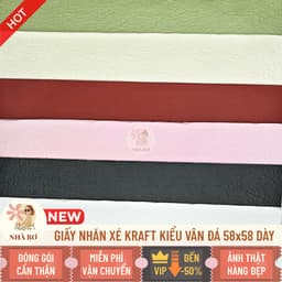 5 giấy nhăn xé kraft kiểu vân đá 58x58 dày form gói hoa trang trí handmade DIY - Hoa Sáp Nhà Bơ 3