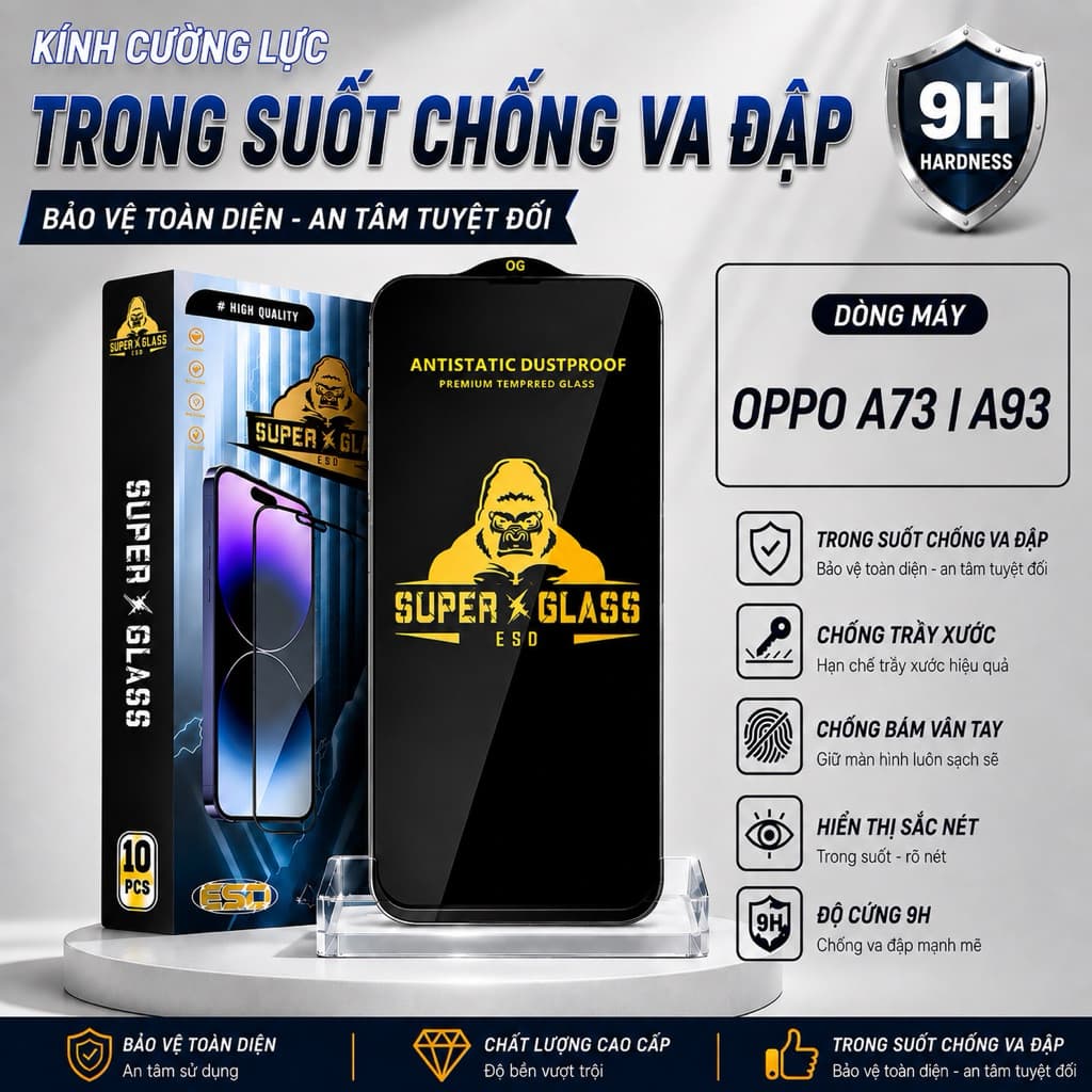 Kính cường lực Oppo A93, A73 4G/5G cao cấp full màn miếng dán bảo vệ màn hình điện thoại