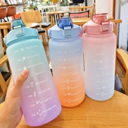 Bình nước thể thao 2 lít có vạch chia giờ nhắc nhở uống nước bình đựng nước cỡ lớn kèm ống hút 5