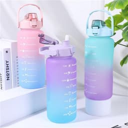 Bình nước thể thao 2 lít có vạch chia giờ nhắc nhở uống nước bình đựng nước cỡ lớn kèm ống hút 9