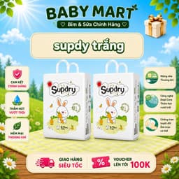 (COMBO 2 BỊCH) Tã Bỉm Dán/Quần Supdry Trắng Siêu Mềm Mịn, Khô Thoáng Cho Bé Size NB/S/M/L/XL/XXL/3XL/4XL 1
