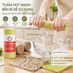 Khăn Lau Bếp Đa Năng Thấm Hút Siêu Tốt Tái Sử Dụng - cuộn 20 khăn - Sạch Bóng - Thấm Hút - Bền Đẹp 7
