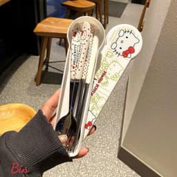 🌸 BỘ THÌA – DĨA – ĐŨA HELLO KITTY KÈM HỘP ĐỰNG SIÊU XINH 🌸 AB22 6