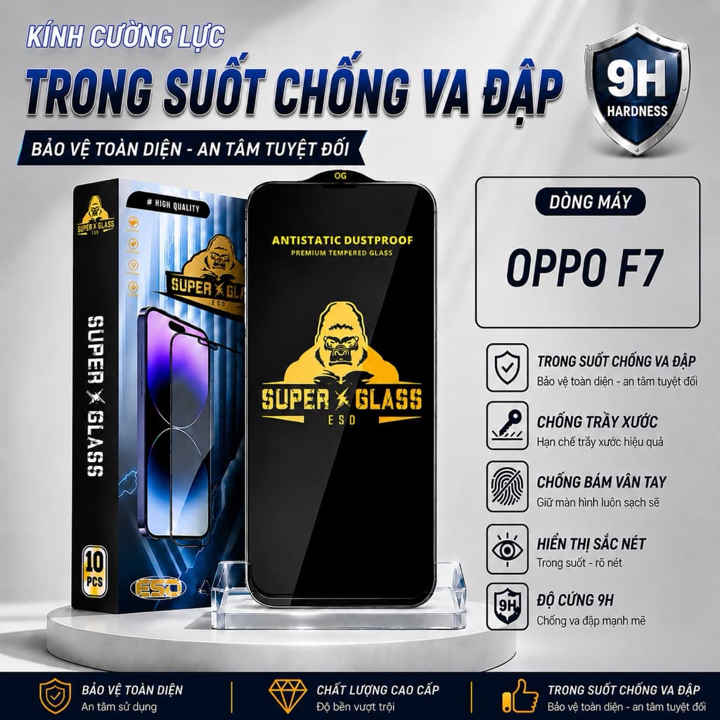 Kính cường lực Oppo F7 thế hệ mới full màn miếng dán bảo vệ màn hình điện thoại khi rơi va đập