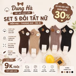 Tất Nữ Cổ Ngắn Chất Cotton Hoạ Tiết Gấu Dâu A88 set 5 Đôi -10 Đôi Siêu Xinh 2