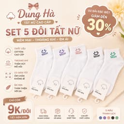 Set 10 Đôi Tất Nữ Cổ Ngắn Cotton Mềm Mại Họa Tiết Gấu Kẻ Tăm Co Giãn Thoáng Khí Phong Cách Hàn Quốc Freesize 35-40 1