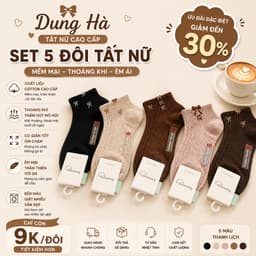 Tất Nữ Cổ Ngắn Chất Cotton Mềm Mại set 10 đôi Hoạ Tiết Nơ A6 2