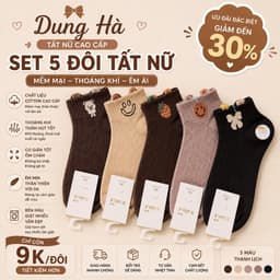 Tất Nữ Cổ Ngắn Chất Cotton Hoạ Tiết Gấu Dâu A88 Set 10,set 5 Đôi Siêu Xinh 2