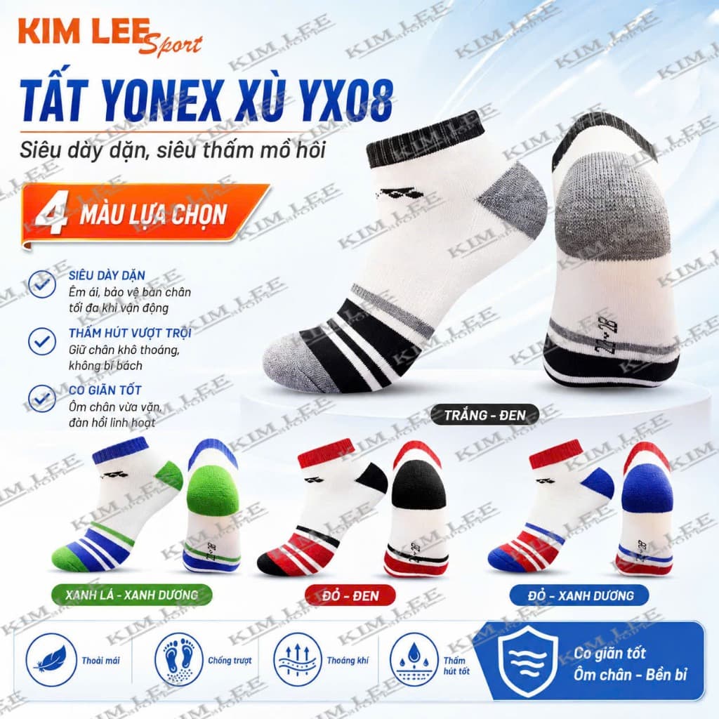 Tất thể thao YonexX08 - Tất dày ấm cao cấp bền bỉ , thâm hút mồ hôi tốt