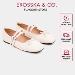 [EROSSKA] - Giày búp bê nữ balletcore quai ngang phối nơ kiểu dáng basic cao 1cm màu kem - EL119 1