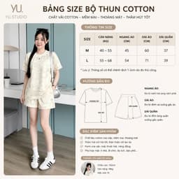 Bộ thun nữ YUSTUDIO bộ đùi mặc nhà chất cotton 4 chiều thoải mái mẫu Voi 3