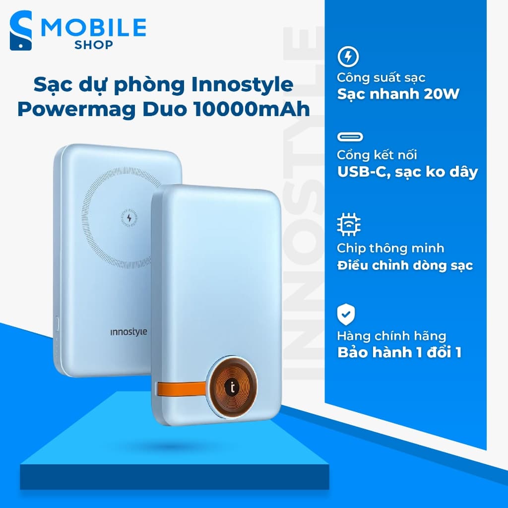 Pin dự phòng Innostyle PowerMag Duo 2-in-1 10000mAh Chính Hãng