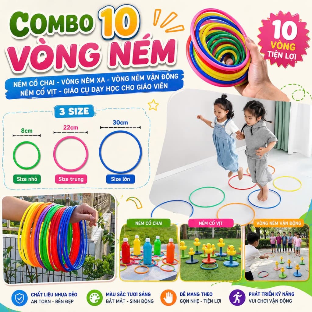 Set 10 Vòng Nhựa Đa Kích Thước - Lg Store