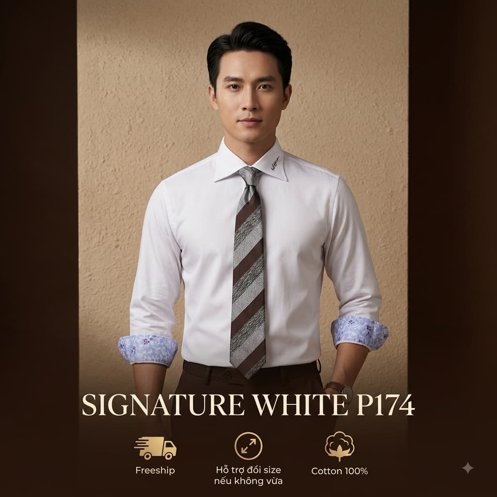 Áo Sơ Mi Nam Saint Stefano Chống Nhăn Wrinklefree Cotton 100% Cổ English Spread Thêu Faith Hope Love
