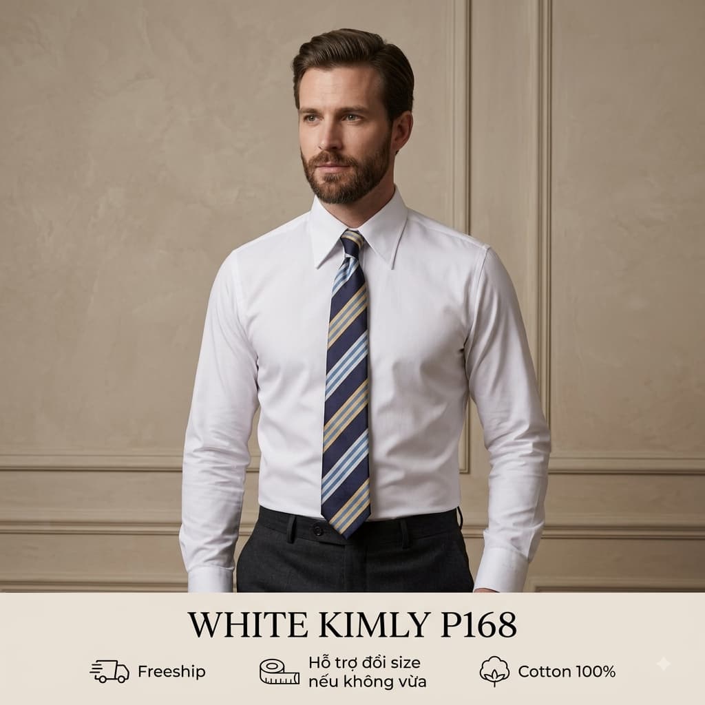 Áo Sơ Mi Nam Cao Cấp Saint Stefano P168 – Cổ Nhọn – Cotton 100% Herringbone Chống Nhăn