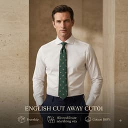 Áo Sơ Mi Nam Trắng Cut01 Cotton 100% Form Regular Fit Cổ Cut-Away Lịch Lãm 1