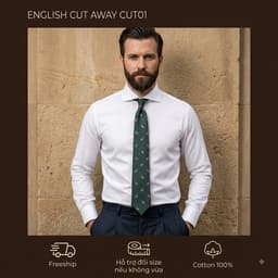Áo Sơ Mi Nam Trắng Cut01 Cotton 100% Form Regular Fit Cổ Cut-Away Lịch Lãm 2