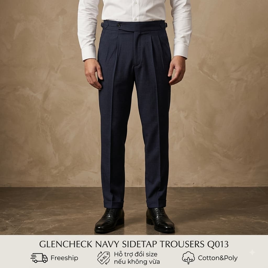 Quần Âu Nam Saint Stefano Q013 – Side Tabs – Navy Caro Prince of Wales