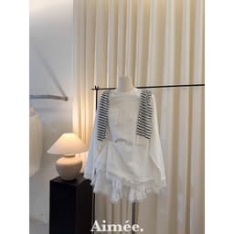 𝟏𝟒𝐚𝐦.𝐬𝐭𝐮𝐝𝐢𝐨 | Set Áo Thô Tay Dài Phối Ren Viền Bèo Chân Váy Xếp Tầng Nữ Set Đồ Nữ Trắng Dịu Dàng 6