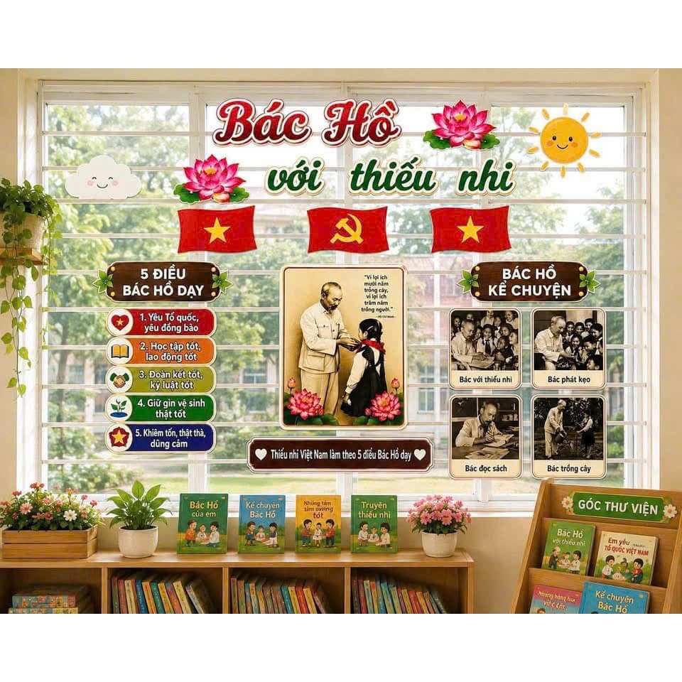 Set Bác Hồ Với Thiếu Nhi – Trang Trí Bảng Lớp, Góc Học Tập, Chủ Đề Bác Hồ