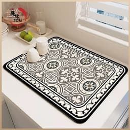 Thảm  Silicon 30x40cm Thấm Hút Nước, Thảm Lót Bàn Ăn Hút Nước 4 Mùa Tấm Lót Silicon Ly Hoạ Tiết Đế Cao Su Chống Trượt 6