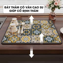 Thảm  Silicon 30x40cm Thấm Hút Nước, Thảm Lót Bàn Ăn Hút Nước 4 Mùa Tấm Lót Silicon Ly Hoạ Tiết Đế Cao Su Chống Trượt 2