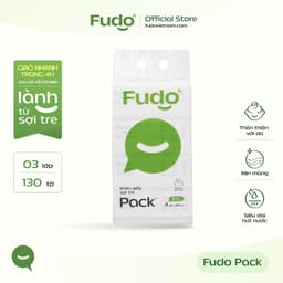 Khăn giấy Fudo gói rút để bàn 3 lớp 100% sợi tre tự nhiên không tẩy trắng 1 Túi x 4 Gói 1