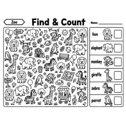 Bộ 40 Trang Tìm Hình Và Đếm Số Tiếng Anh Cho Bé POMI – Bài Tập Find & Count Nhiều Chủ Đề 2