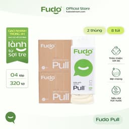 [2 THÙNG] Khăn giấy Fudo rút đáy treo tường 3 lớp 100% sợi tre tự nhiên không tẩy trắng-2Thùngx8Túi 1