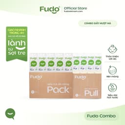 [COMBO 2 THÙNG] Khăn giấy Fudo 3 lớp 100% sợi tre tự nhiên không tẩy trắng (1 Để Bàn, 1 Treo Tường) 1