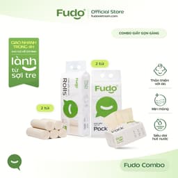[COMBO 4 TÚI] Khăn giấy Fudo 3 lớp 100% sợi tre tự nhiên không tẩy trắng (2 Không Lõi, 2 Để Bàn) 9
